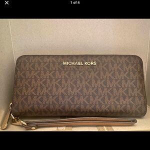 Michael Kors Monogram Brown Wristlet